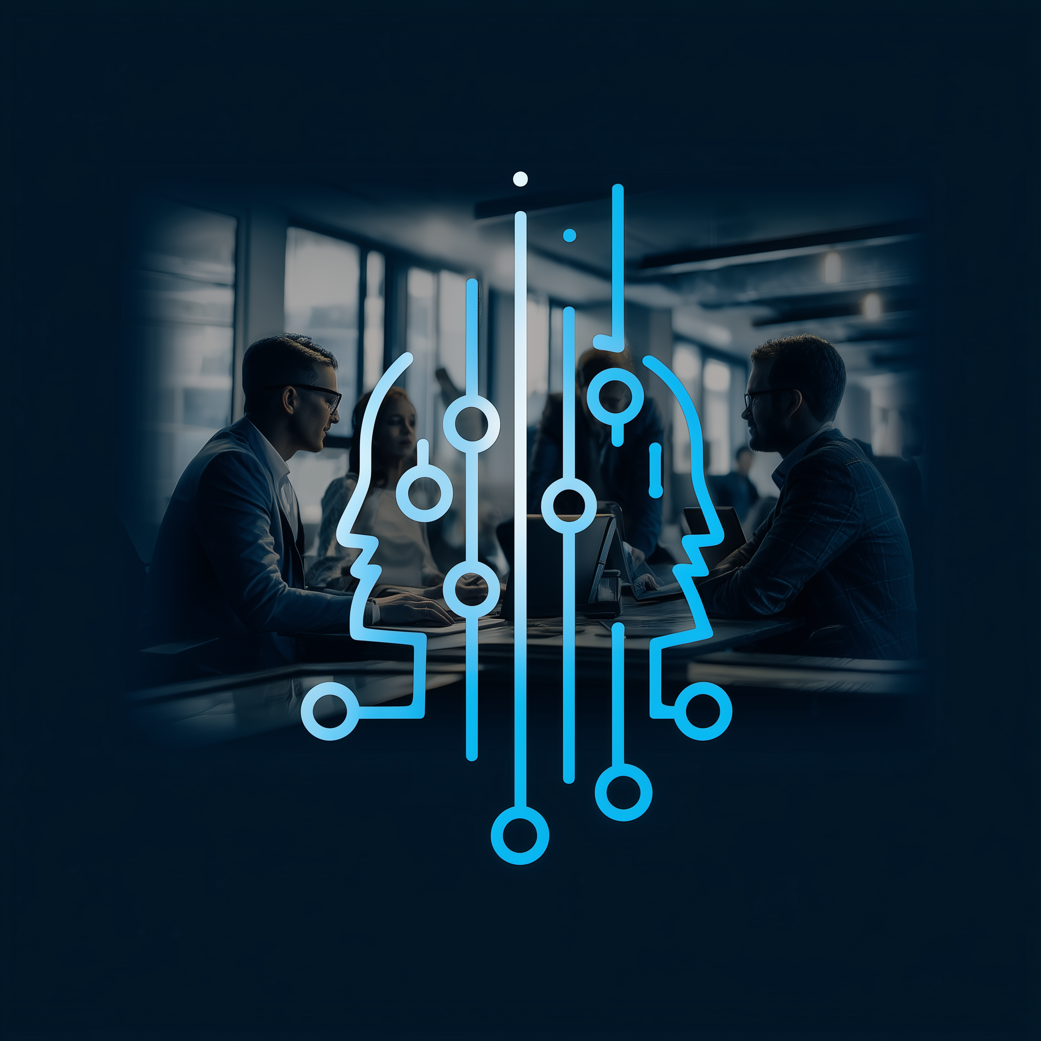 Executive team working with AI-driven business insights